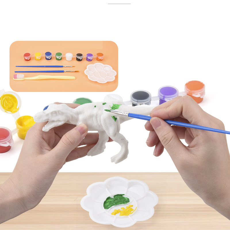 Model Kit Dinosaur Bandai - 6/8 Stück DIY Bemalte Graffiti-Dinosaurier Weiße