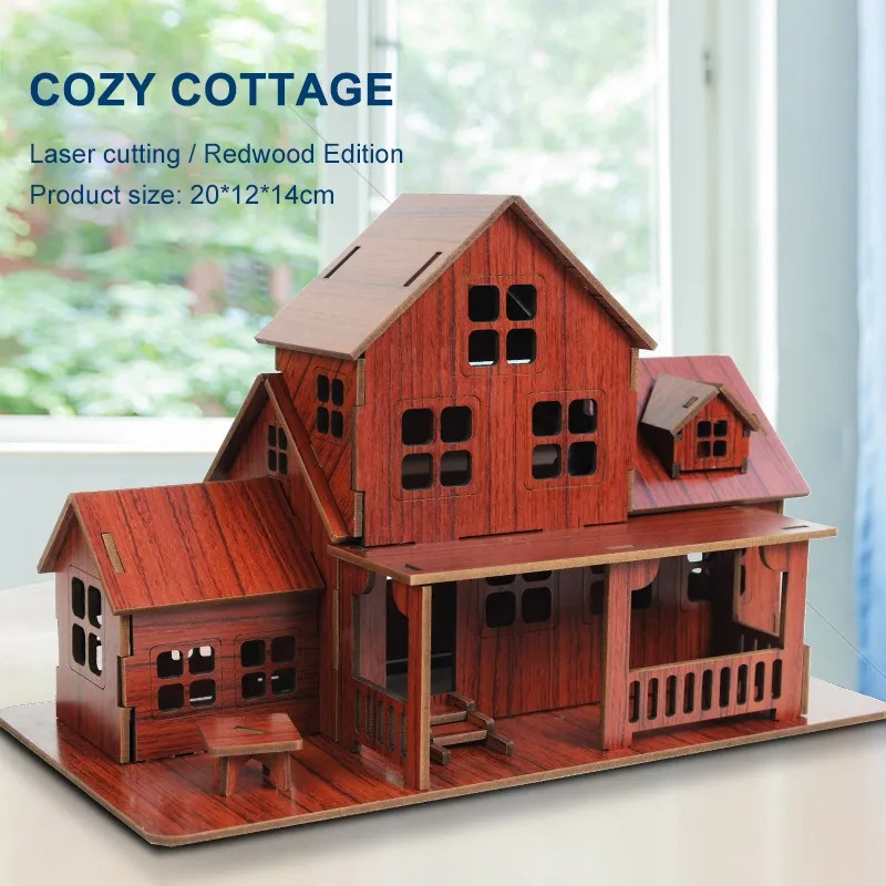 Model Kit House - 3D-Holzpuzzle-Modell: Gemütliches Cottage – DIY mechanisches