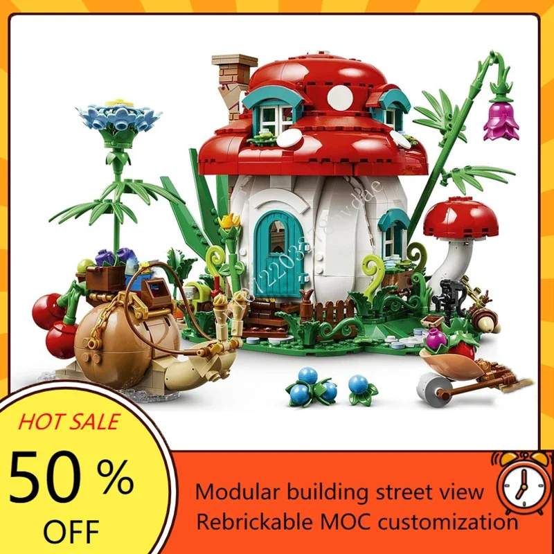 Model Kit House - 964-teiliges Pilzhaus Modulares MOC Kreatives Straßenansicht-Modell