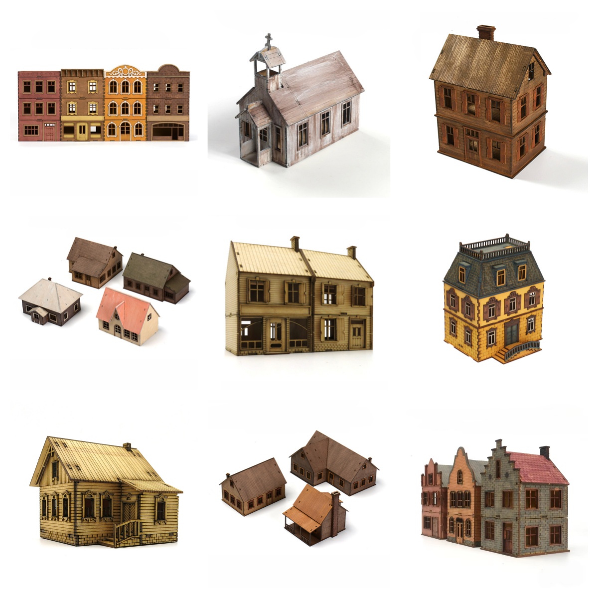 Model Kit House - 1/72 Holz-Bausatz Europäische Architektur Reihenhaus Laden